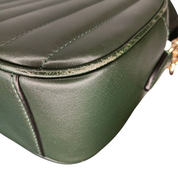 Coach Jes C1569 Green Puffy Linear Quilted Leather Crossbody Purse Camera Bag - Picture 15 of 16